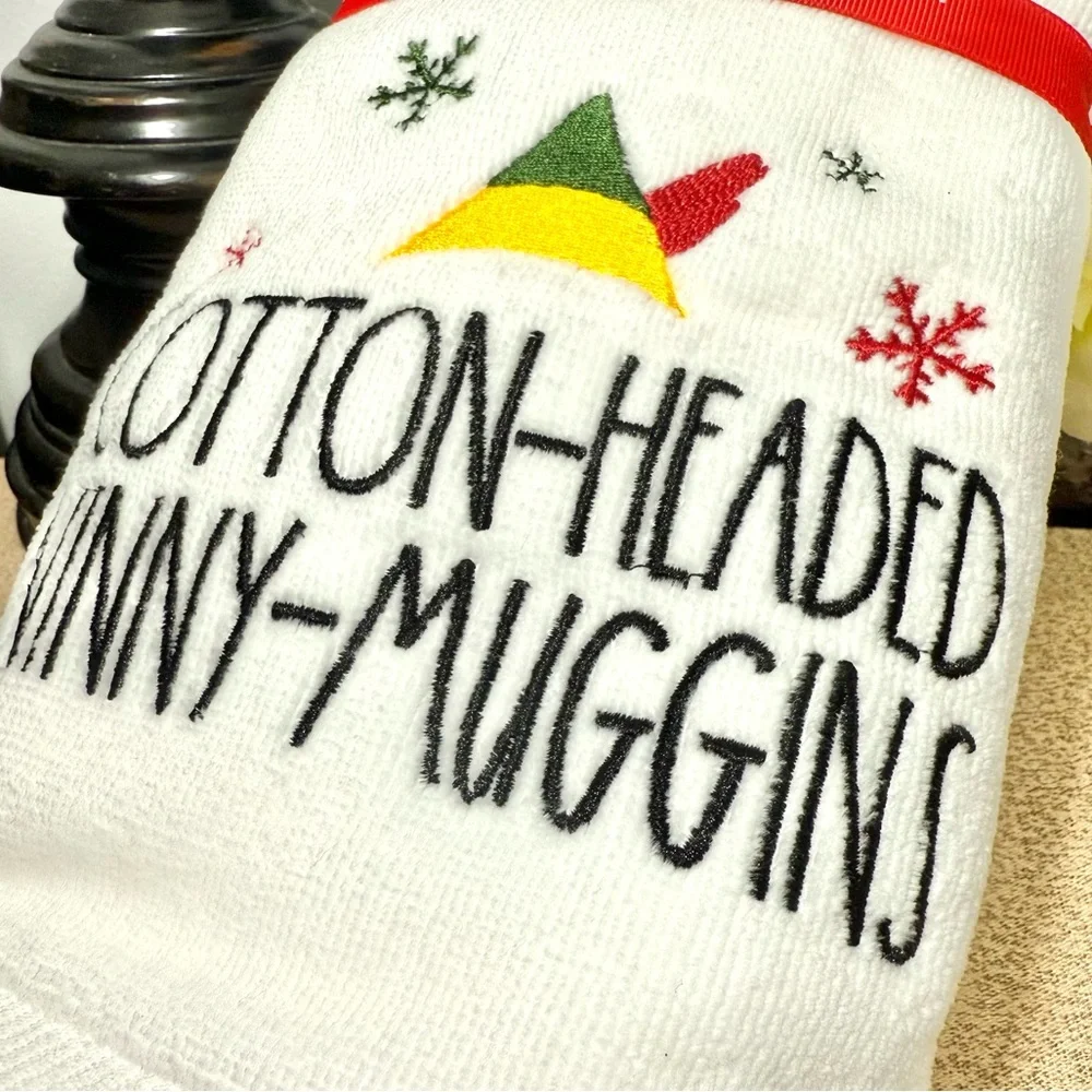 NWT Rae Dunn Set of 2 ELF COTTON-HEADED NINNY-MUGGINS Bathroom Hand Towels